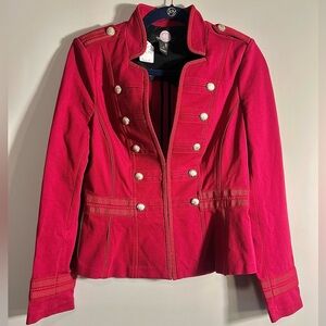 White House Black Market Women's Burgundy Military Style Jacket